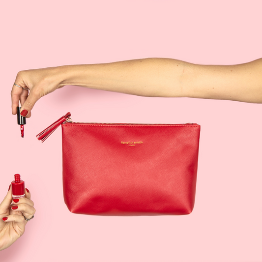 Fenella Smith Vegan Leather washbag in red