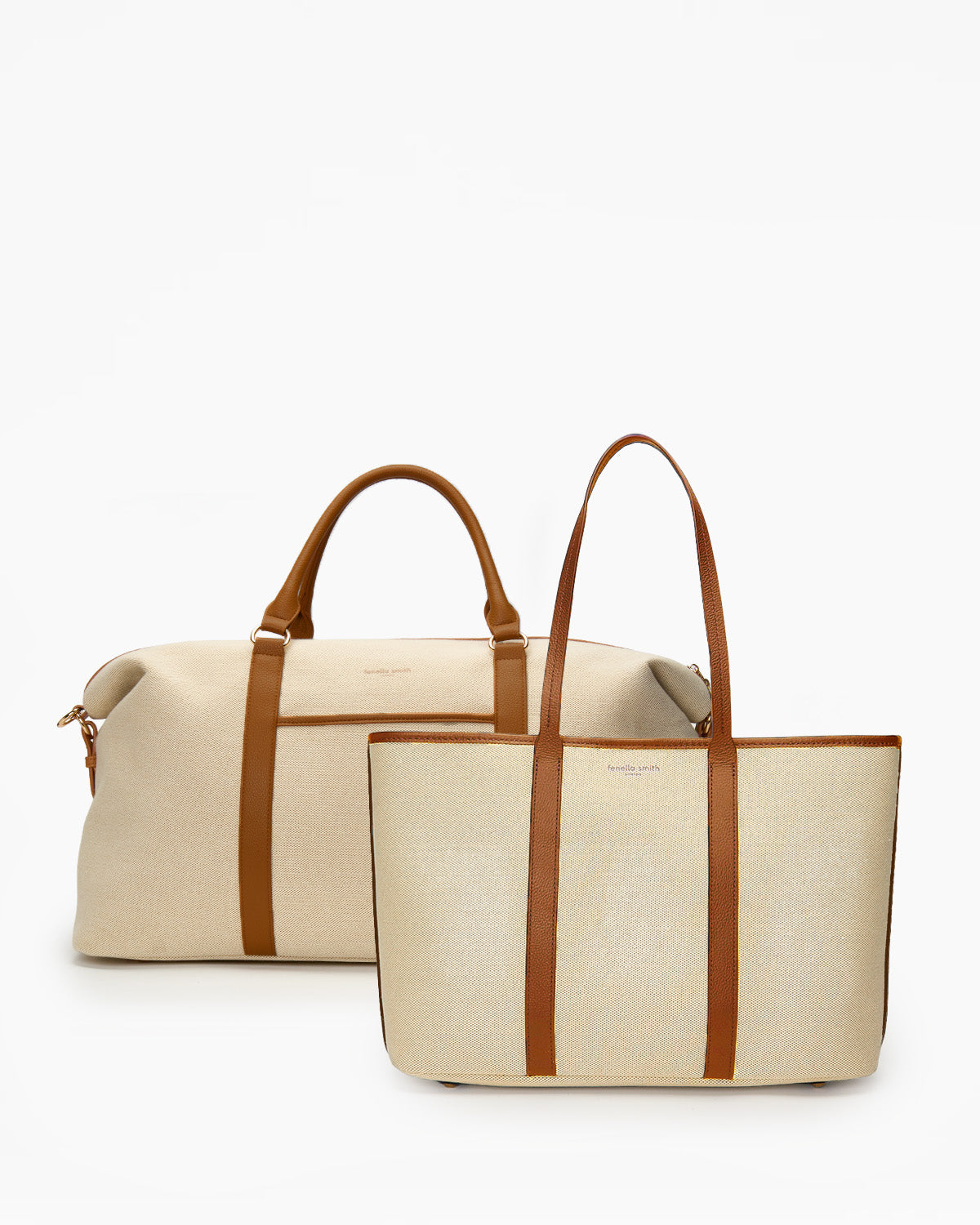 Tan Canvas Travel Bag Set | Canvas Weekender and Tote Bag Set