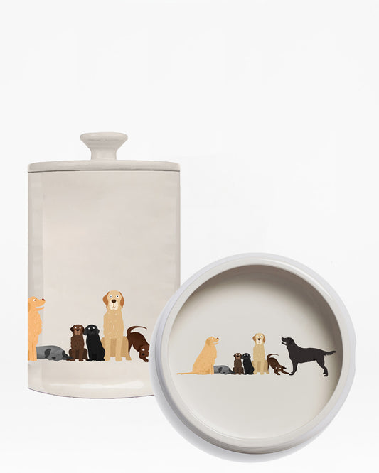 Dog Bowl and Treat Jar Set