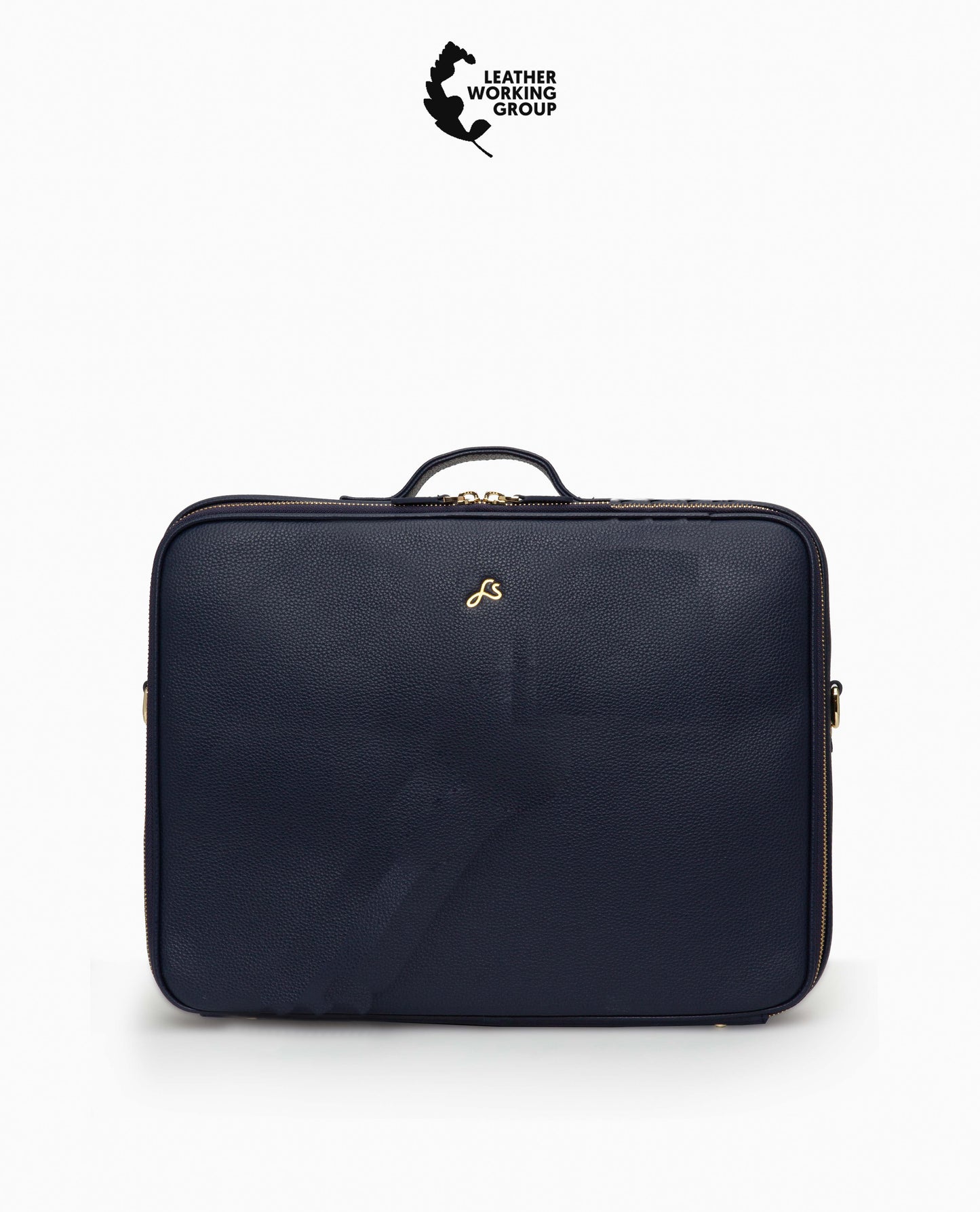 relove - Navy Sustainable Leather Luca Laptop Bag