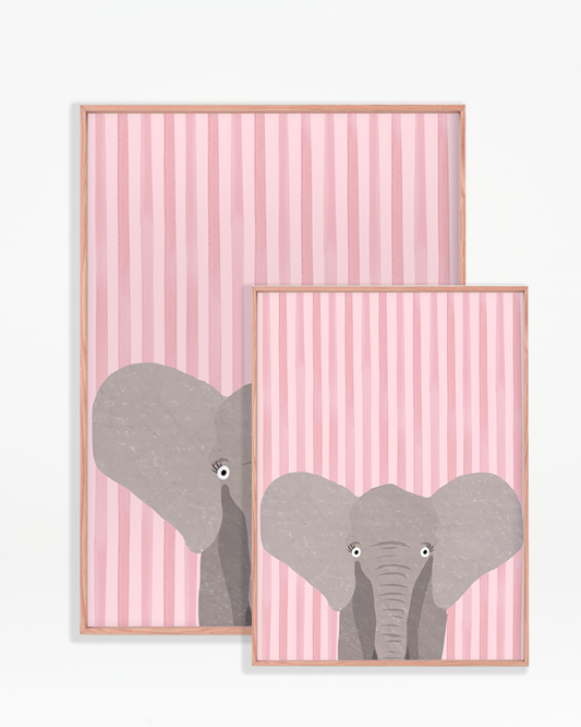 Stripey Elephant Wall Print