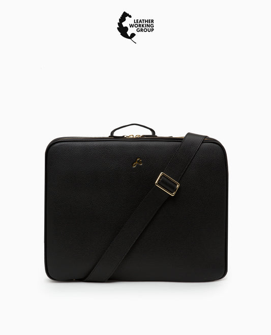 Black Sustainable Leather Luca Laptop Bag