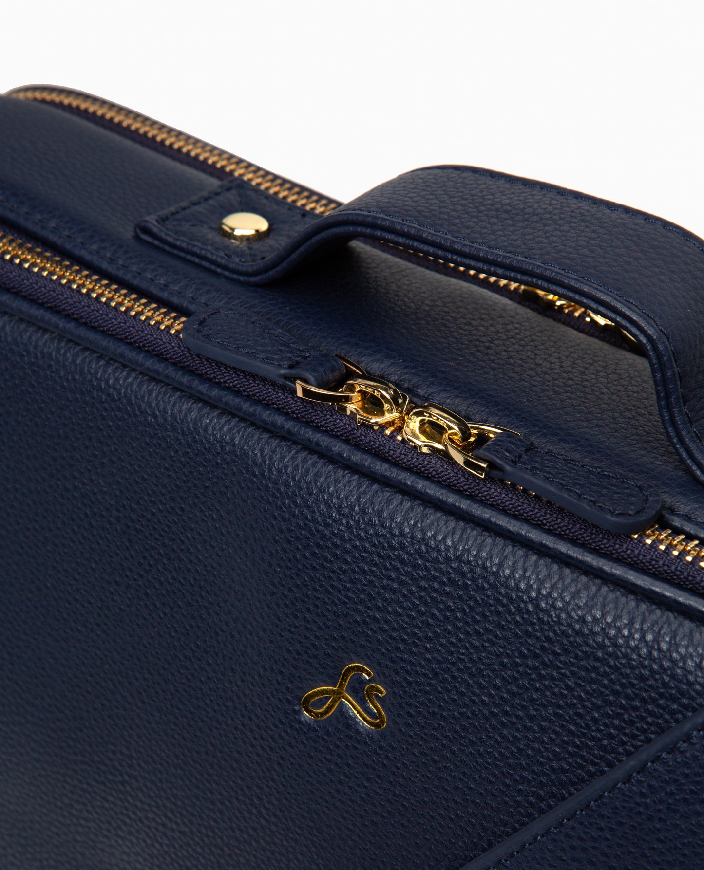 Navy Sustainable Leather Luca Laptop Bag