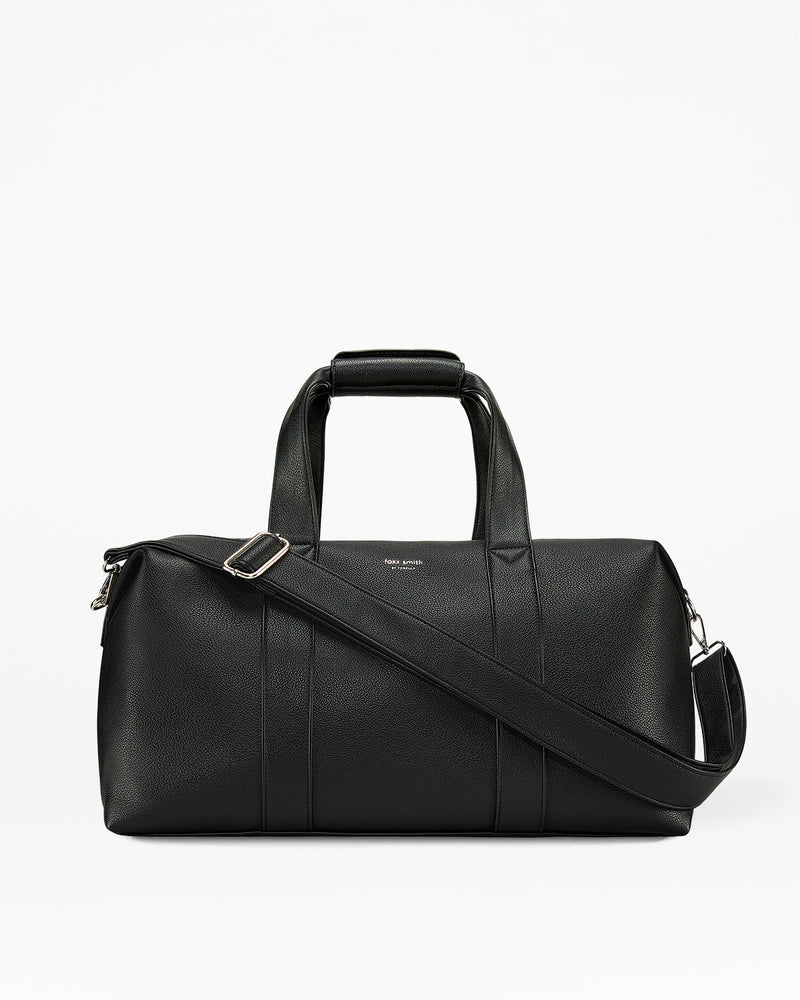 Recycled Foxx Black Vegan Leather Weekend Holdall Bag
