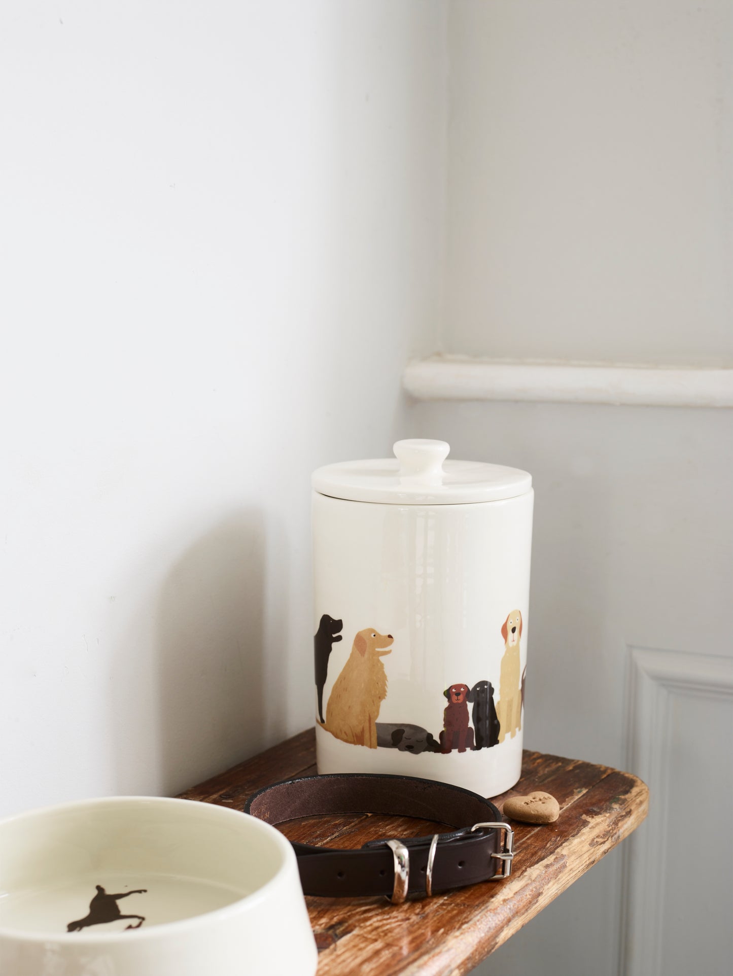 Dog Bowl and Treat Jar Set