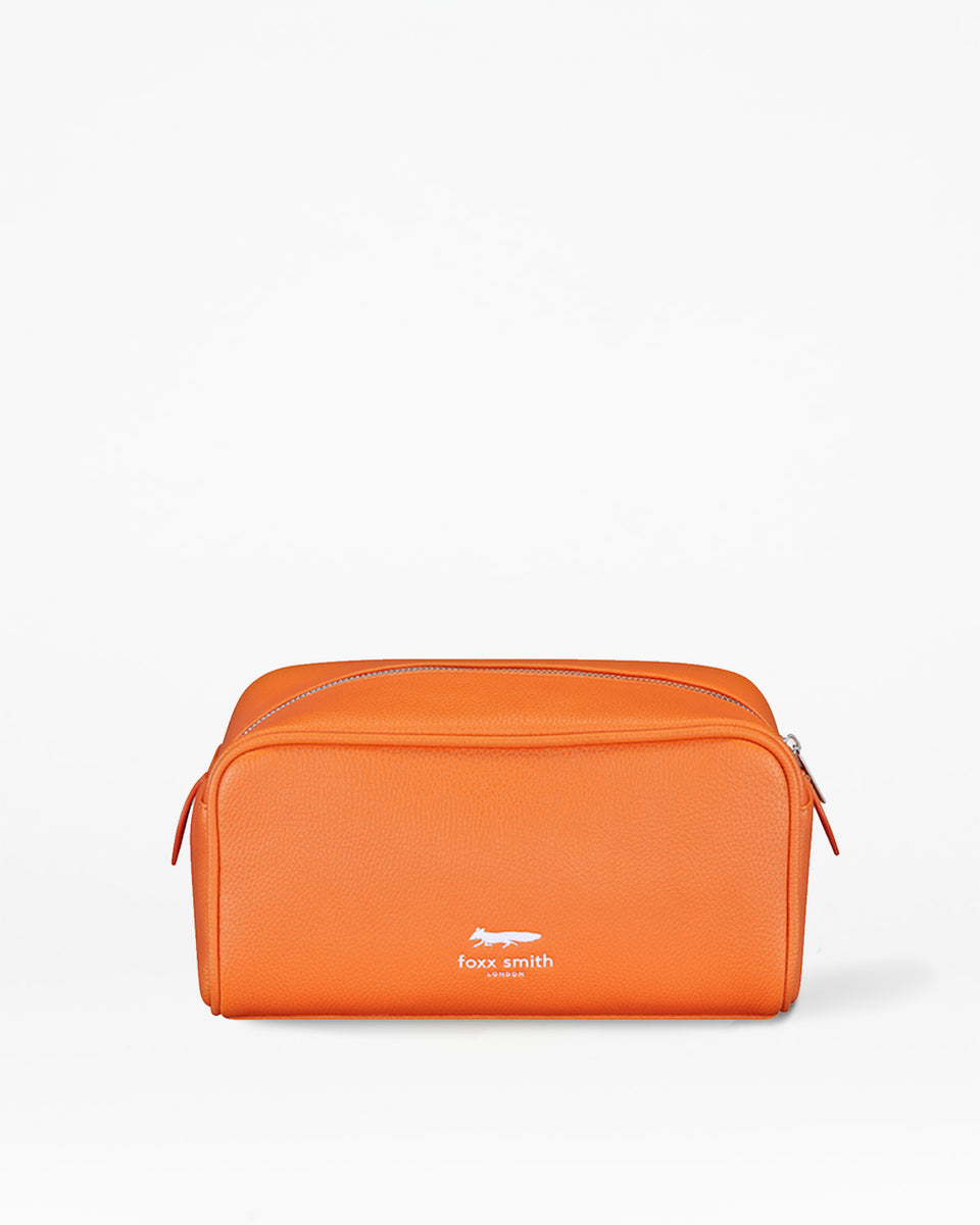 Foxx - Vegan Leather Orange Wash Bag | Fenella Smith – Fenella Smith London