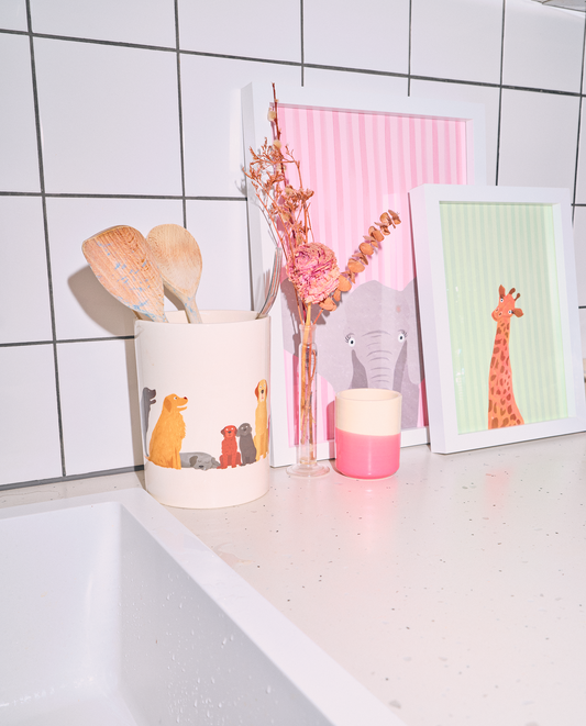 Stripey Elephant Wall Print